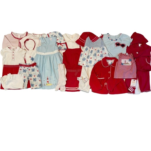 Janie and Jack Seaside Getaway White and Red Polka Dot Tights 4T-5T - Picture 5 of 5